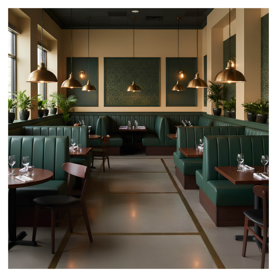 Horeca-Eetbank-Set-VARENNE-Groen-Kunstleer