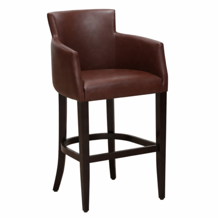 Horeca Houten Bar Armstoel - OMEGA - Bruin Kunstleer