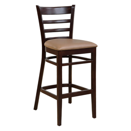 Horeca-Houten-Barstoel- RIVA-Taupe-Kunstleer