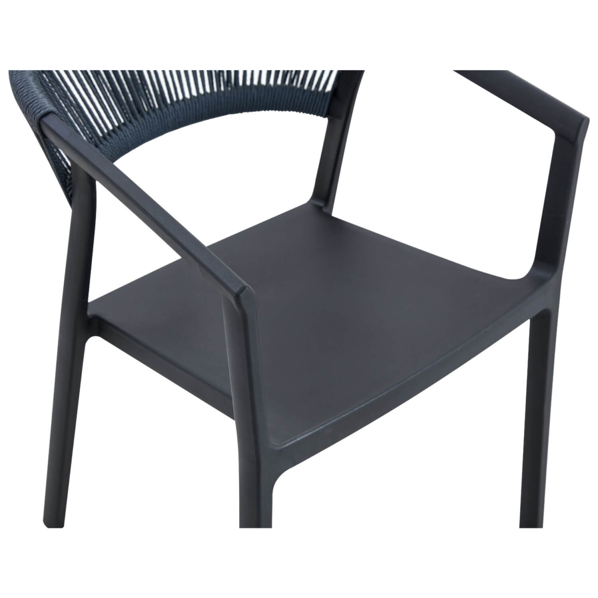 Terrasstoel CECILE - Armleuning - Stapelbaar - Zwart Kunststof/Touw - Afbeelding 8