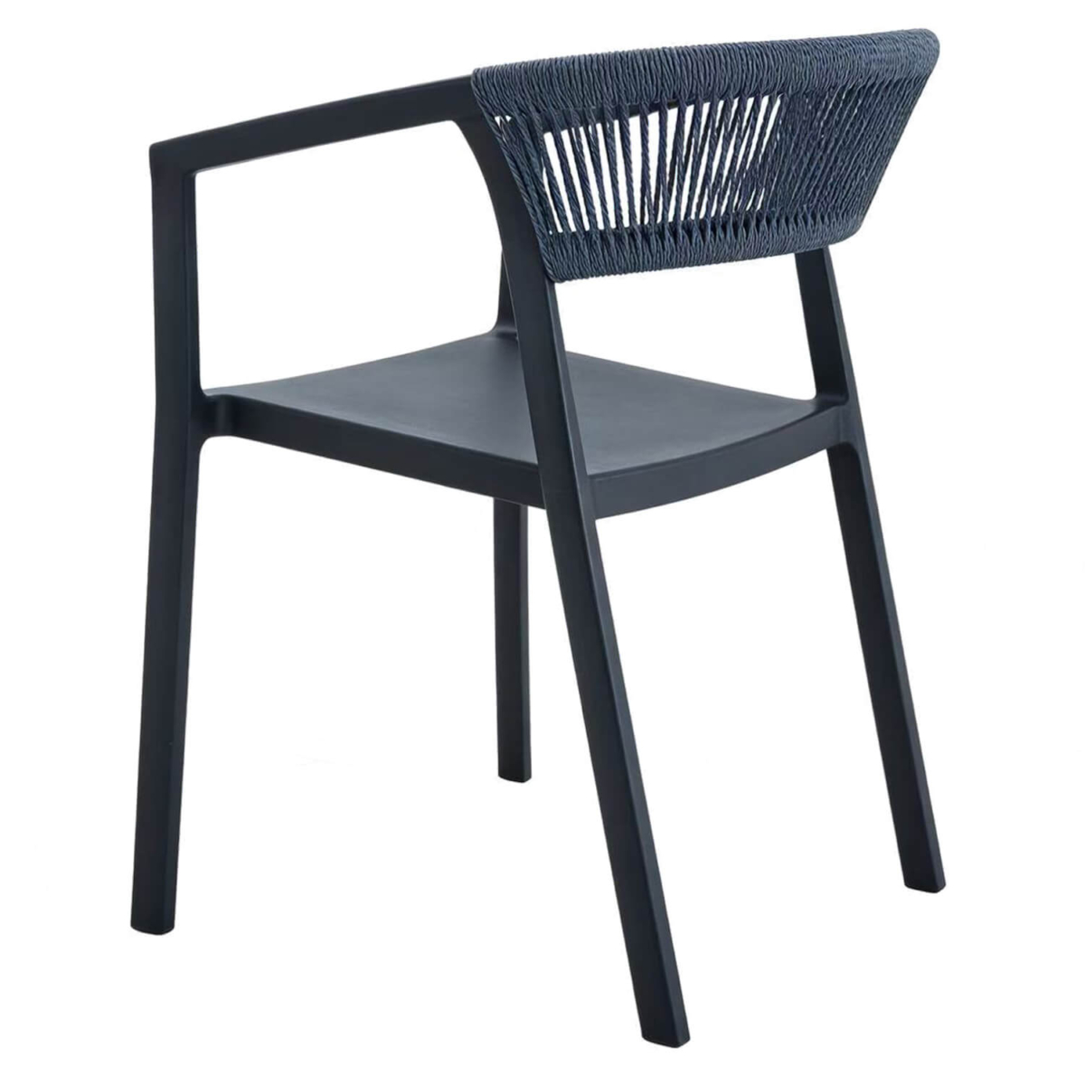 Terrasstoel-CECILE-Armleuning-Stapelbaar-Blauw-Kunststof-Touw-ZA
