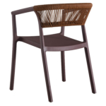 Terrasstoel-CECILE-Armleuning-Stapelbaar-Bruin-Kunststof-Touw-ZA