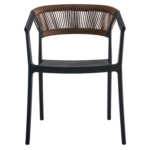 Terrasstoel-CECILE-Armleuning-Stapelbaar-Zwart-Blauw-Kunststof-Touw-V