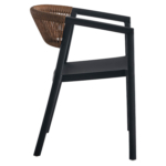 Terrasstoel-CECILE-Armleuning-Stapelbaar-Zwart-Blauw-Kunststof-Touw-Z