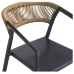 Terrasstoel CECILE - Armleuning - Stapelbaar - Zwart/Naturel Kunststof/Touw - Afbeelding 7