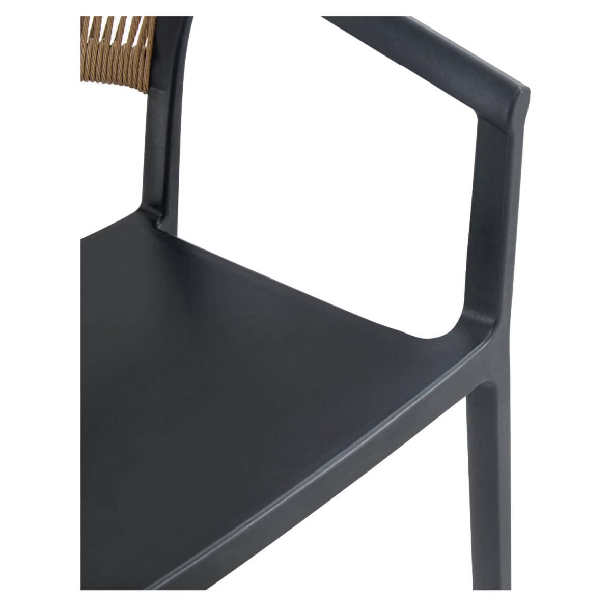 Terrasstoel CECILE - Armleuning - Stapelbaar - Zwart/Naturel Kunststof/Touw - Afbeelding 9