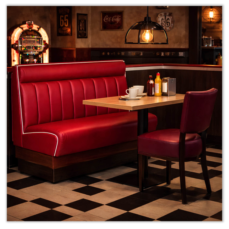 Horeca Eetbank-AMERICAN-Bordeaux-Kunstleer