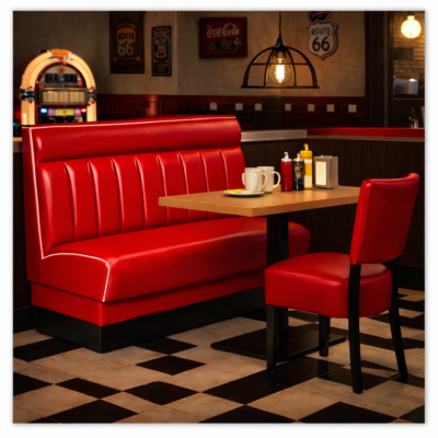 Horeca-Eetbank-AMERICAN-Rood-Kunstleer