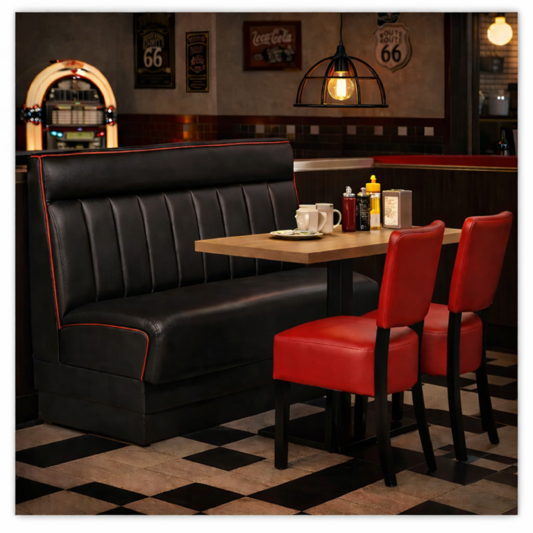 Horeca-Eetbank-American-Zwart-kunstleer