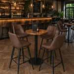 Horeca-Metalen-Barstoel-CARMEN-Bruin-Microvezel