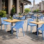 Terrasstoel-AERO-Armleuning-Stapelbaar-blauw-Kunststof