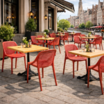 Terrasstoel-AERO-Armleuning-Stapelbaar-rood-Kunststof