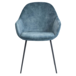 Chaise de Restaurant Avec Accoudoirs - CAMILLE - Velours Bleu – Image 2