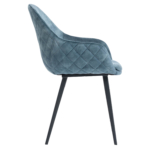 Chaise de Restaurant Avec Accoudoirs - CAMILLE - Velours Bleu – Image 3