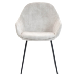 Chaise de Restaurant Avec Accoudoirs - CAMILLE - Velours Crème – Image 2