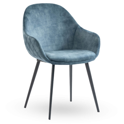 Horeca Armstoel - CAMILLE - Petroleum Blauw Velvet/Fluweel