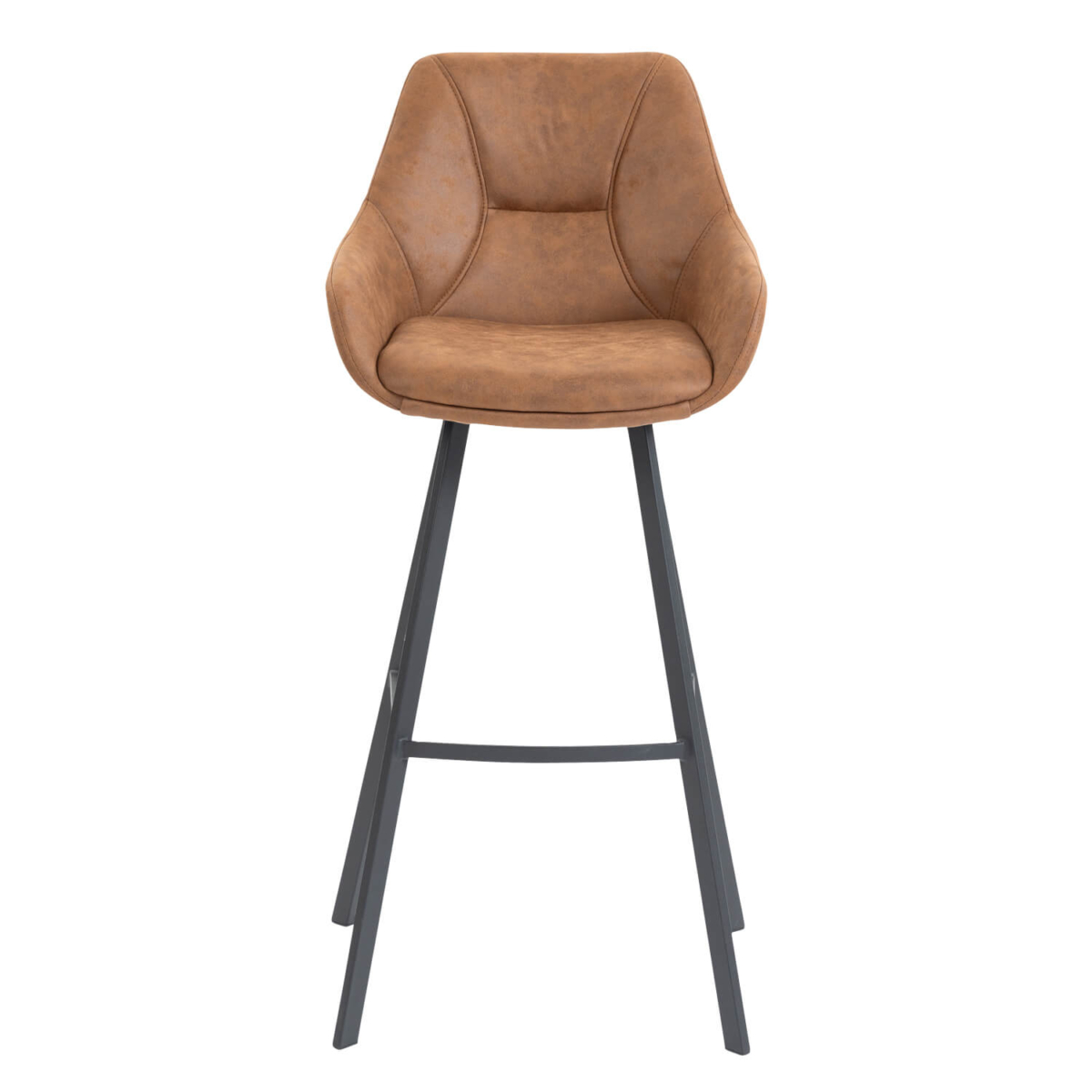 Horeca Metalen Bar Armstoel - BIAS - Cognac Microvezel - Afbeelding 4