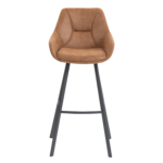Chaise de Bar en Métal Avec Accoudoirs Pour Restaurant - BIAS - Microfibre Cognac – Image 2