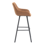 Chaise de Bar en Métal Avec Accoudoirs Pour Restaurant - BIAS - Microfibre Cognac – Image 3