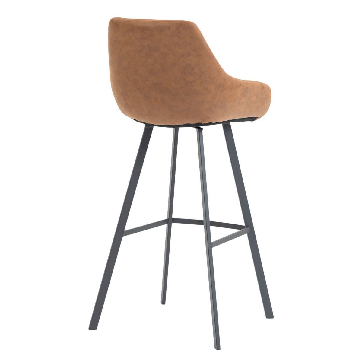 Horeca Metalen Bar Armstoel - BIAS - Cognac Microvezel - Afbeelding 6
