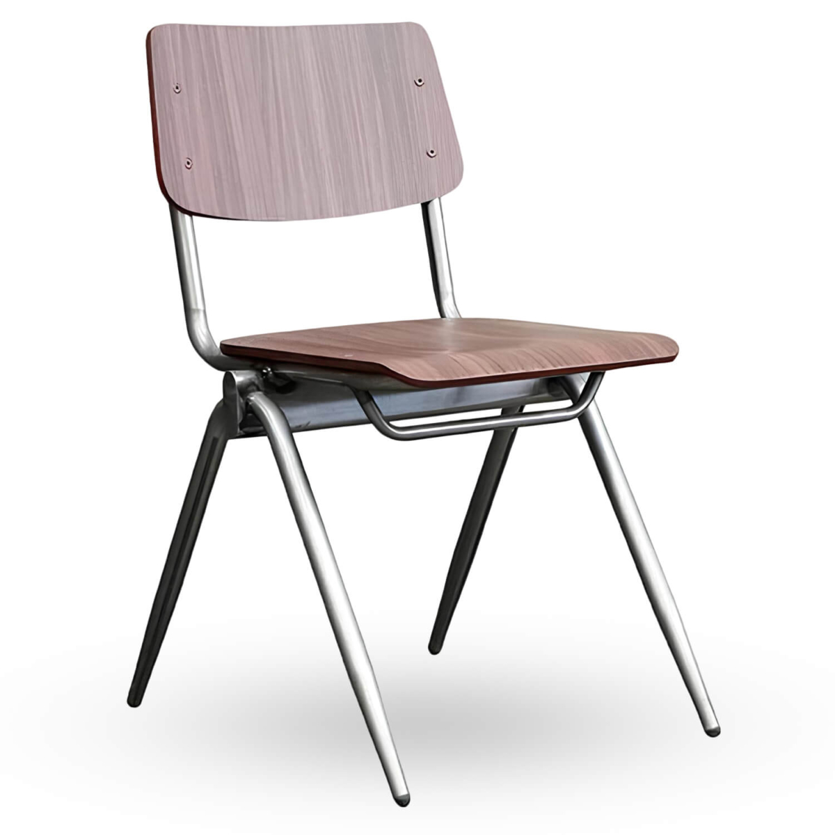 Stapelbare-Schoolstoel-OXFORD-Donker-Bruin-Hout